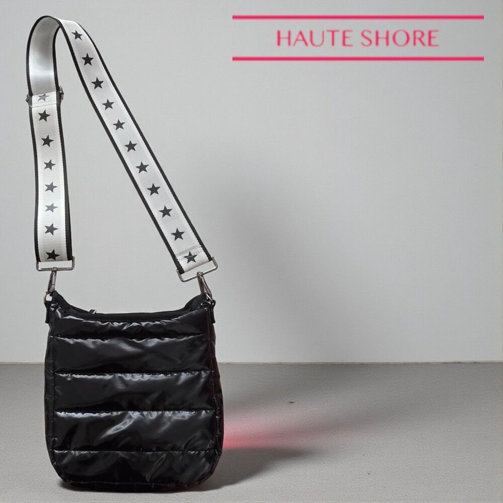 Haute Shore Nikki Noir Puffer Crossbody Bag Star Strap